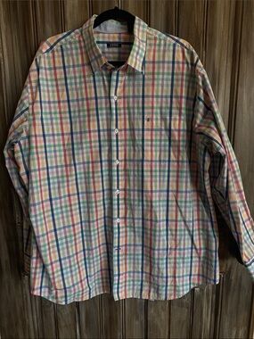 Izod Men's Pastel Multi-Color Plaid Button-Down Shirt